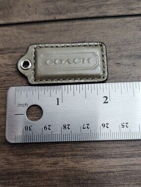 Coach Olive Green/Greyish Patent Leather HangTag with Silver Hardware